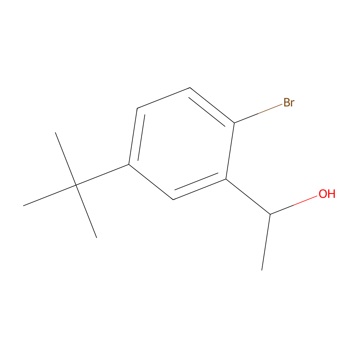 2-Bromo-5-(1,1-dimethylethyl)-alpha-methylbenZenemethanol molecular structure, CAS 1553833-38-7