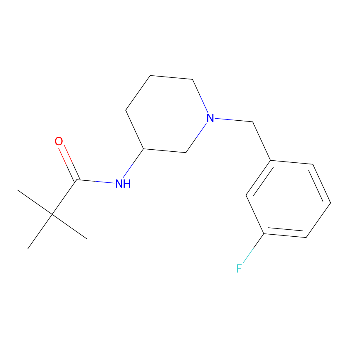 N-{1-[(3-fluorophenyl)methyl]piperidin-3-yl}-2,2-dimethylpropanamide molecular structure, CAS 1553873-26-9