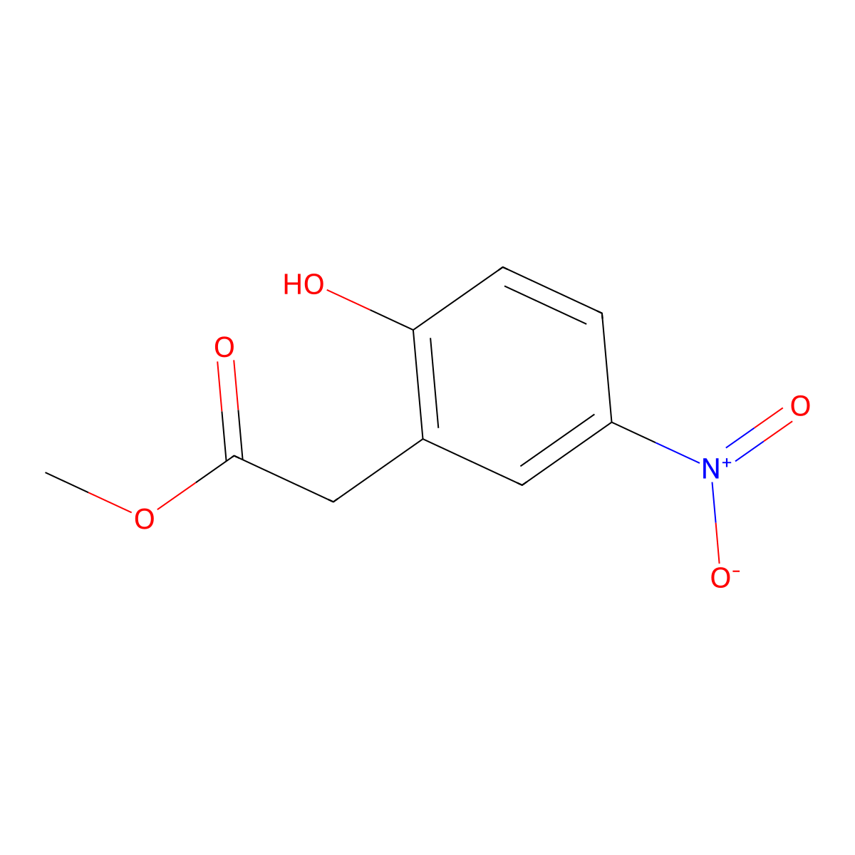 Methyl 2-(2-hydroxy-5-nitrophenyl)acetate molecular structure, CAS 155388-58-2