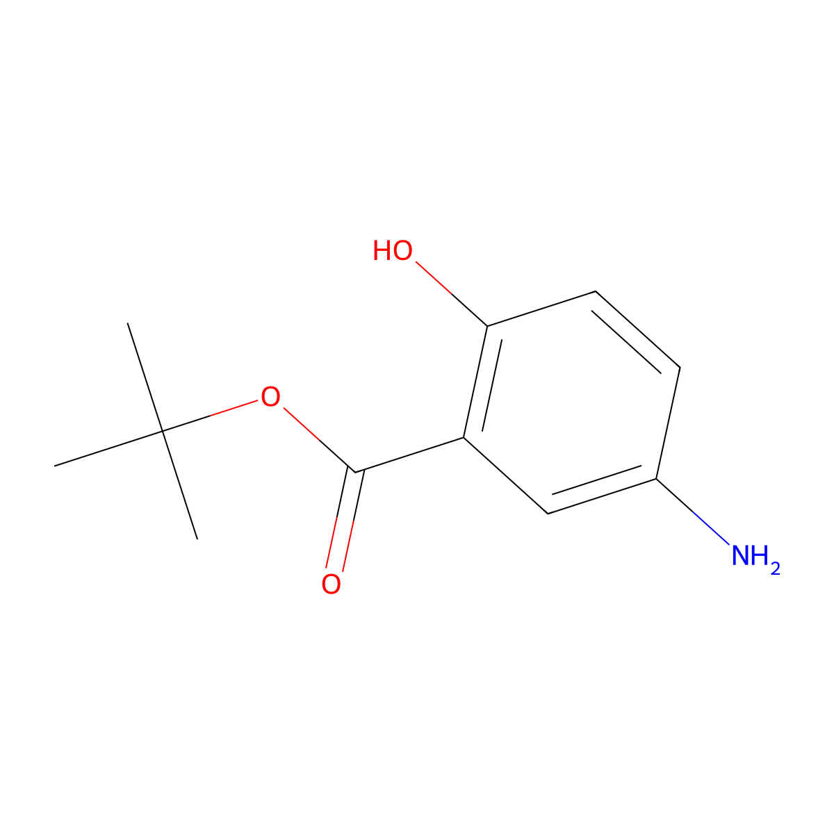Tert-butyl 5-amino-2-hydroxybenzoate molecular structure, CAS 155388-93-5