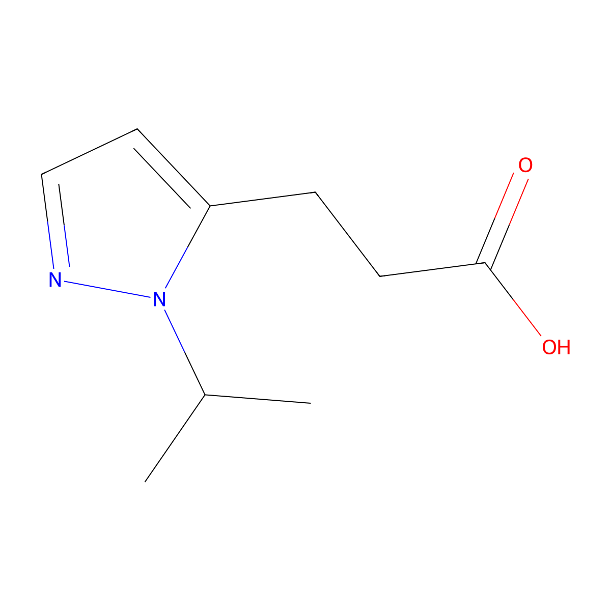 3-[1-(propan-2-yl)-1H-pyrazol-5-yl]propanoic acid molecular structure, CAS 1553897-80-5