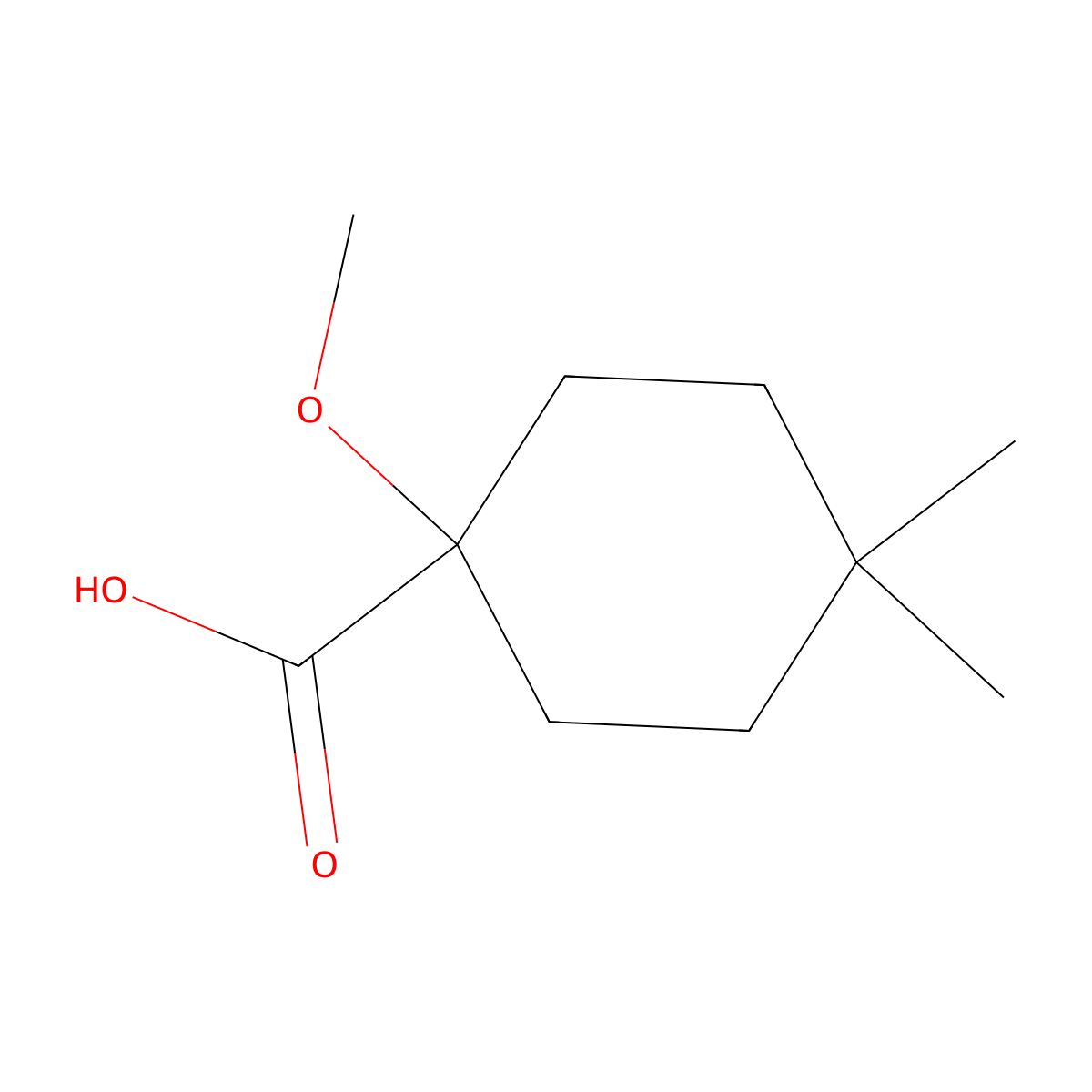 1-Methoxy-4,4-dimethylcyclohexane-1-carboxylic acid molecular structure, CAS 1553899-12-9