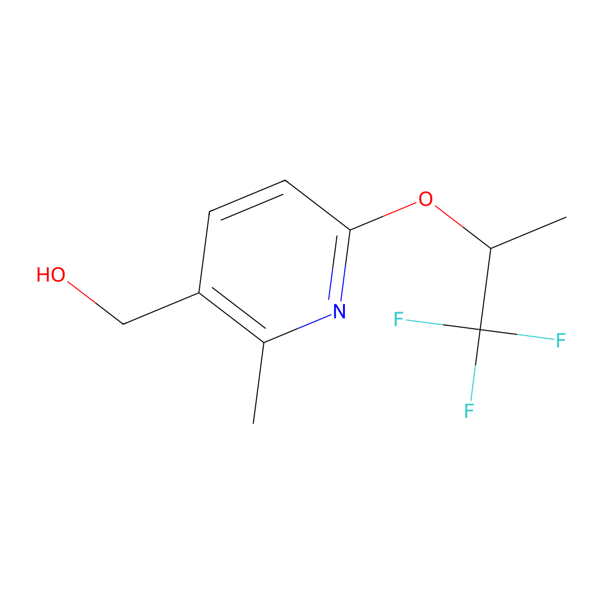 (2-Methyl-6-((1,1,1-trifluoropropan-2-yl)oxy)pyridin-3-yl)methanol molecular structure, CAS 1553934-13-6