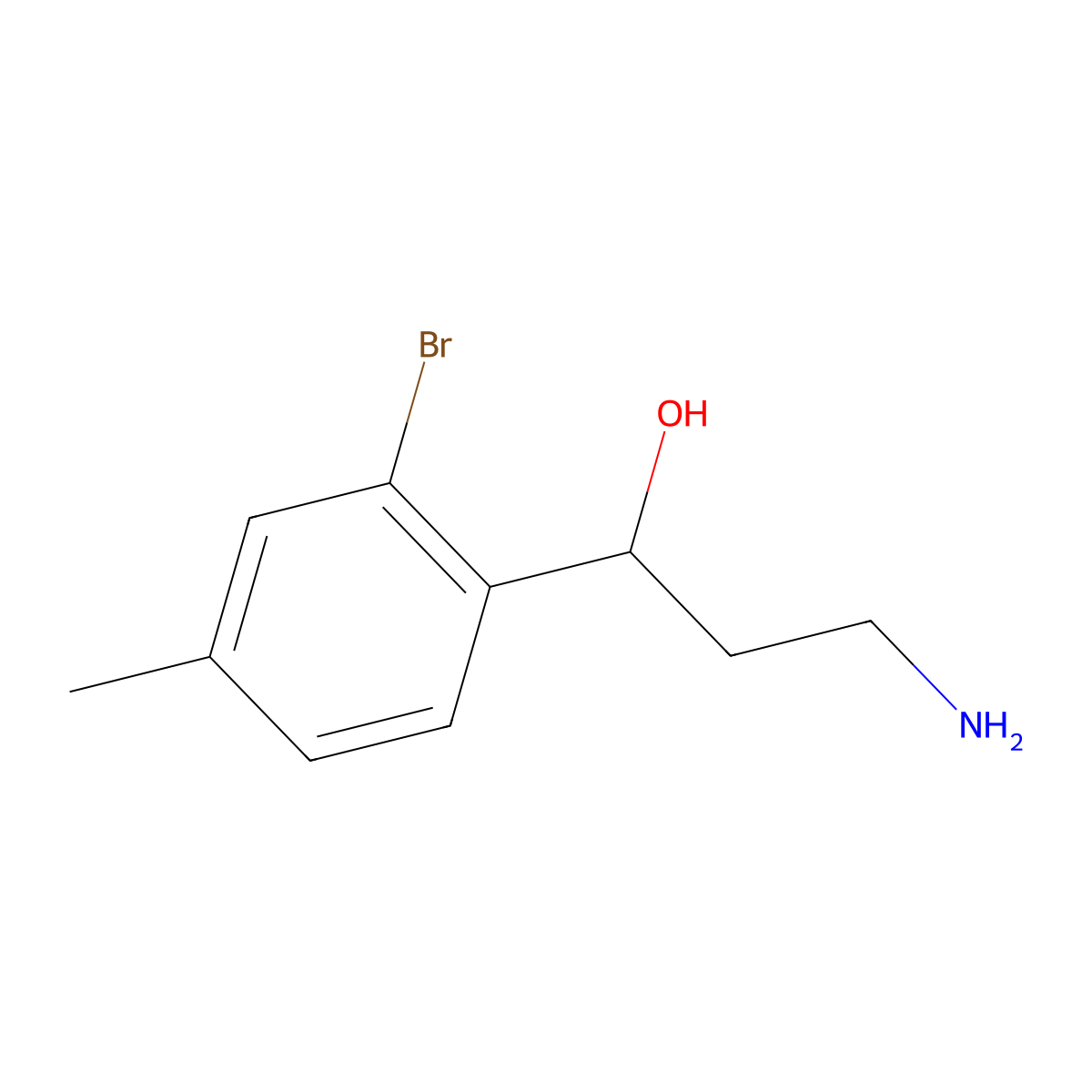 3-Amino-1-(2-bromo-4-methylphenyl)propan-1-ol molecular structure, CAS 1553967-71-7