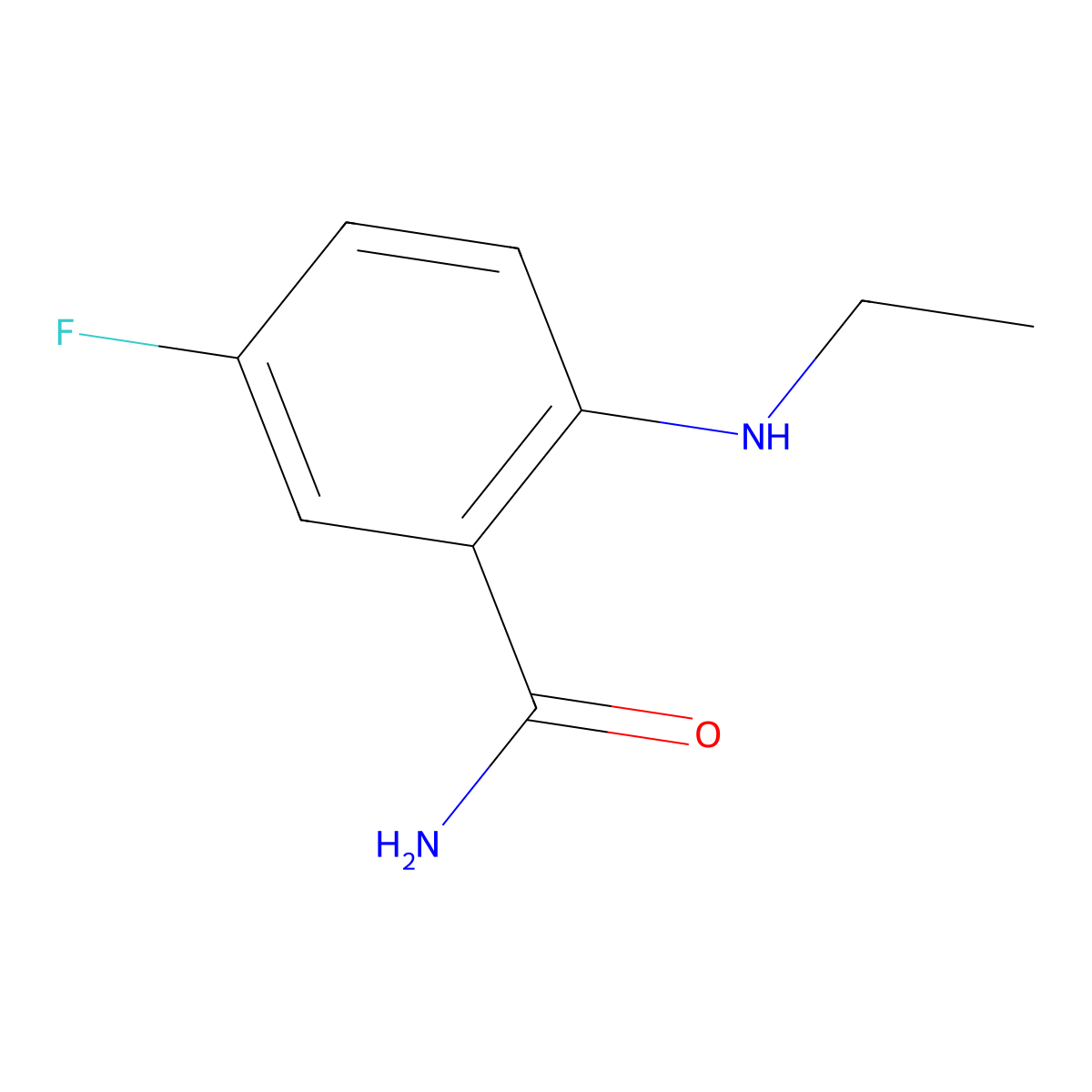 2-Ethylamino-5-fluoro-benzamide molecular structure, CAS 1553969-50-8
