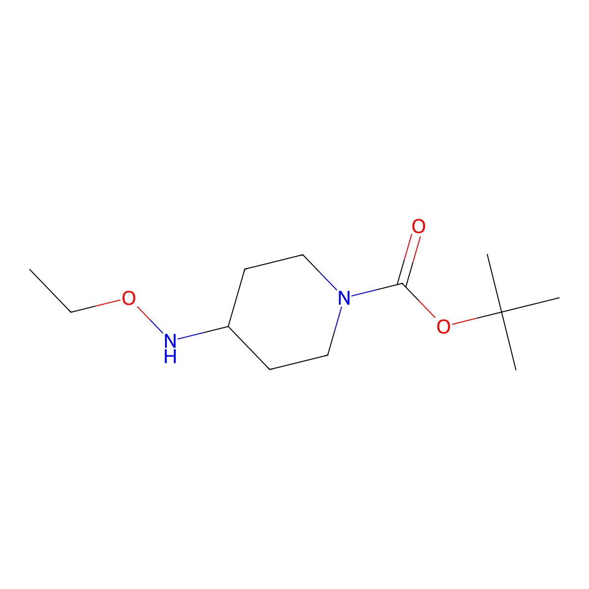 Tert-butyl 4-(ethoxyamino)piperidine-1-carboxylate molecular structure, CAS 1553998-94-9