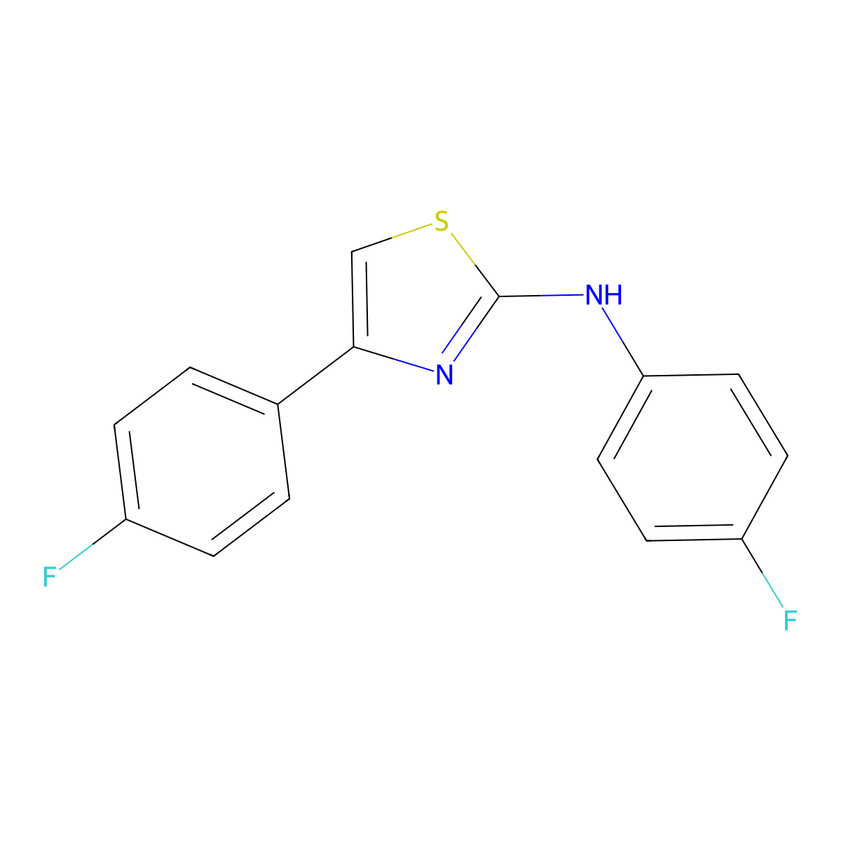 N,4-bis(4-fluorophenyl)-1,3-thiazol-2-amine molecular structure, CAS 1554-59-2