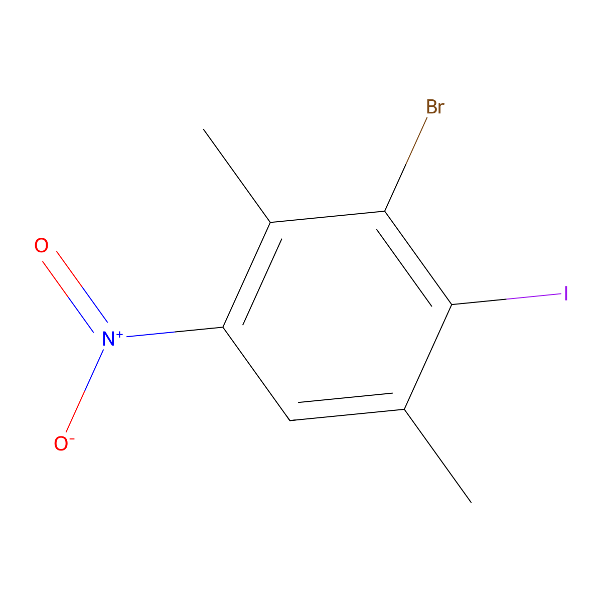 3-Bromo-2-iodo-1,4-dimethyl-5-nitrobenzene molecular structure, CAS 15540-87-1