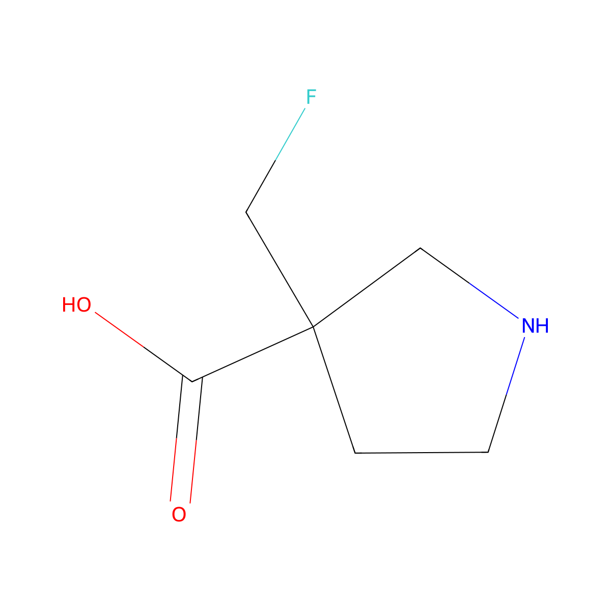 3-(Fluoromethyl)pyrrolidine-3-carboxylic acid molecular structure, CAS 1554029-25-2