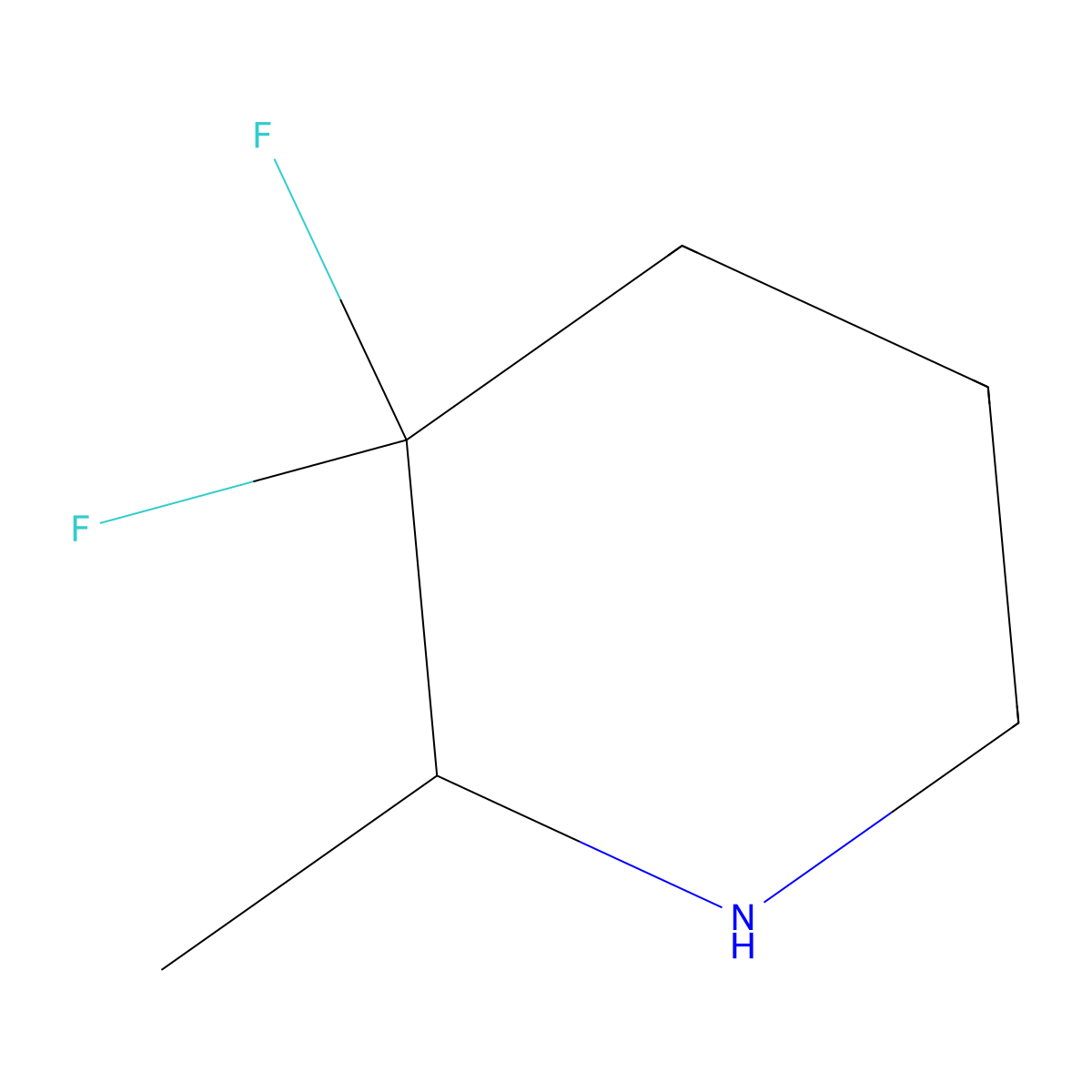 3,3-Difluoro-2-methylpiperidine molecular structure, CAS 1554045-38-3
