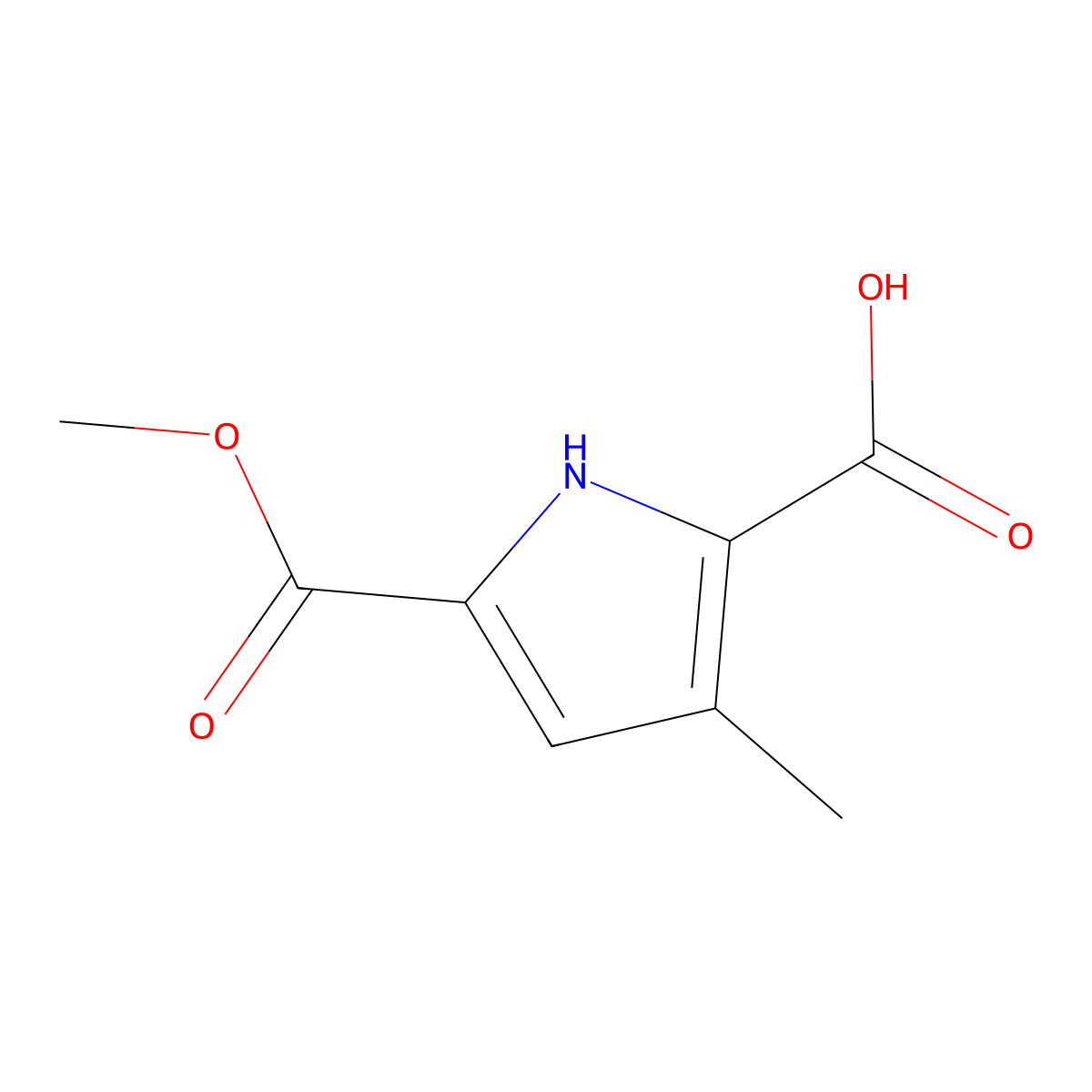 5-(methoxycarbonyl)-3-methyl-1H-pyrrole-2-carboxylic acid molecular structure, CAS 1554070-68-6