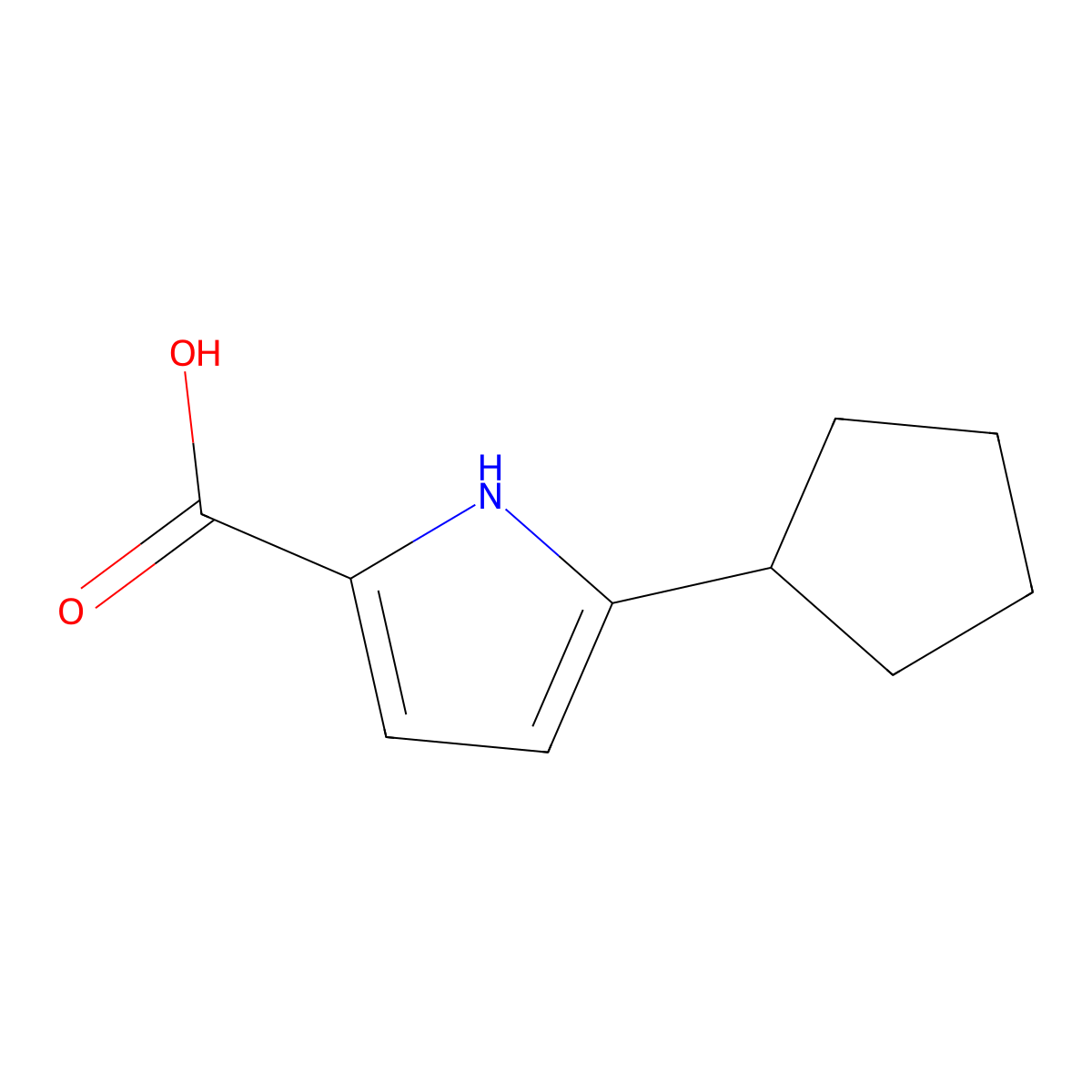 5-Cyclopentyl-1H-pyrrole-2-carboxylic acid molecular structure, CAS 1554074-92-8