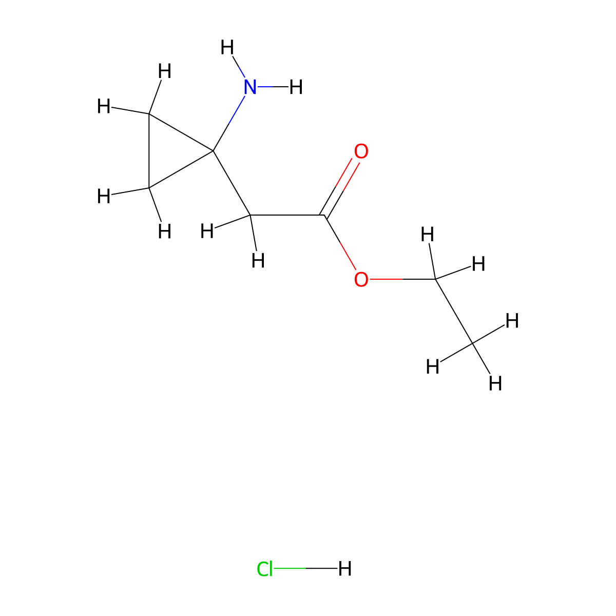 Ethyl 2-(1-aminocyclopropyl)acetate hydrochloride molecular structure, CAS 1554076-31-1