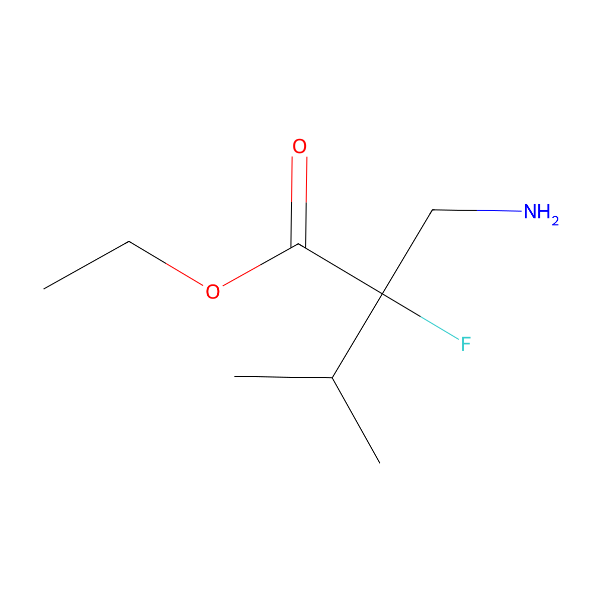 Ethyl 2-(aminomethyl)-2-fluoro-3-methylbutanoate molecular structure, CAS 1554081-91-2