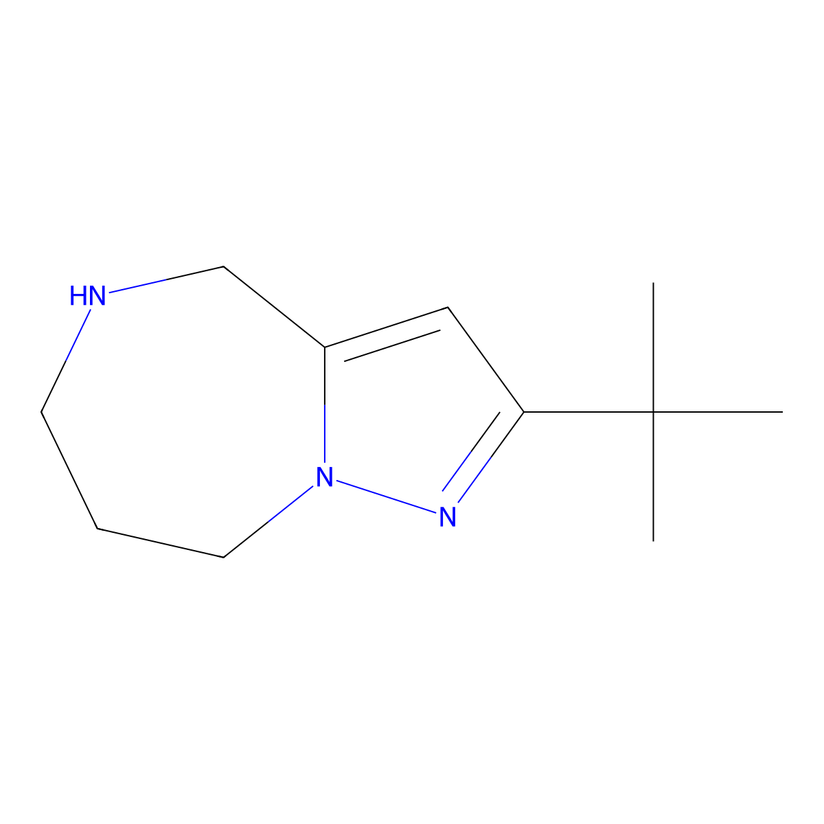 2-(tert-Butyl)-5,6,7,8-tetrahydro-4H-pyrazolo[1,5-a][1,4]diazepine molecular structure, CAS 1554106-07-8