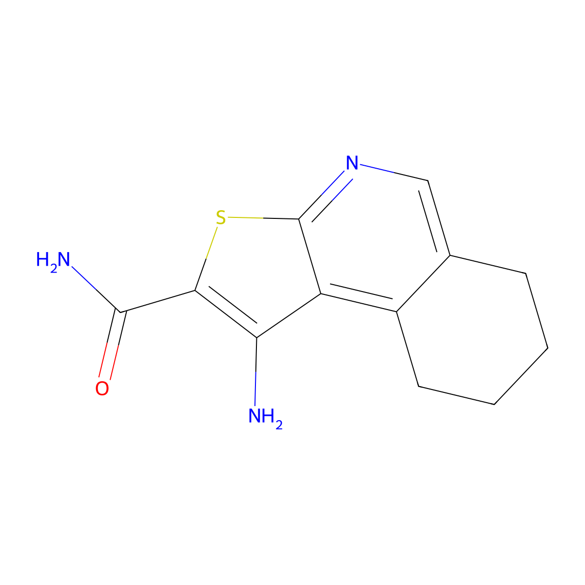 1-Amino-6,7,8,9-tetrahydrothieno[2,3-c]isoquinoline-2-carboxamide molecular structure, CAS 155412-95-6