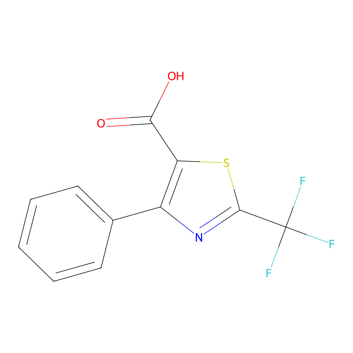 4-Phenyl-2-(trifluoromethyl)-1,3-thiazole-5-carboxylic acid molecular structure, CAS 1554144-21-6