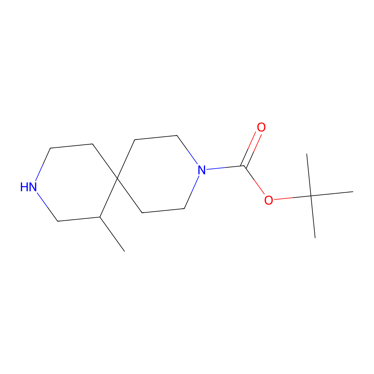 Tert-butyl 7-methyl-3,9-diazaspiro[5.5]undecane-3-carboxylate molecular structure, CAS 1554158-37-0