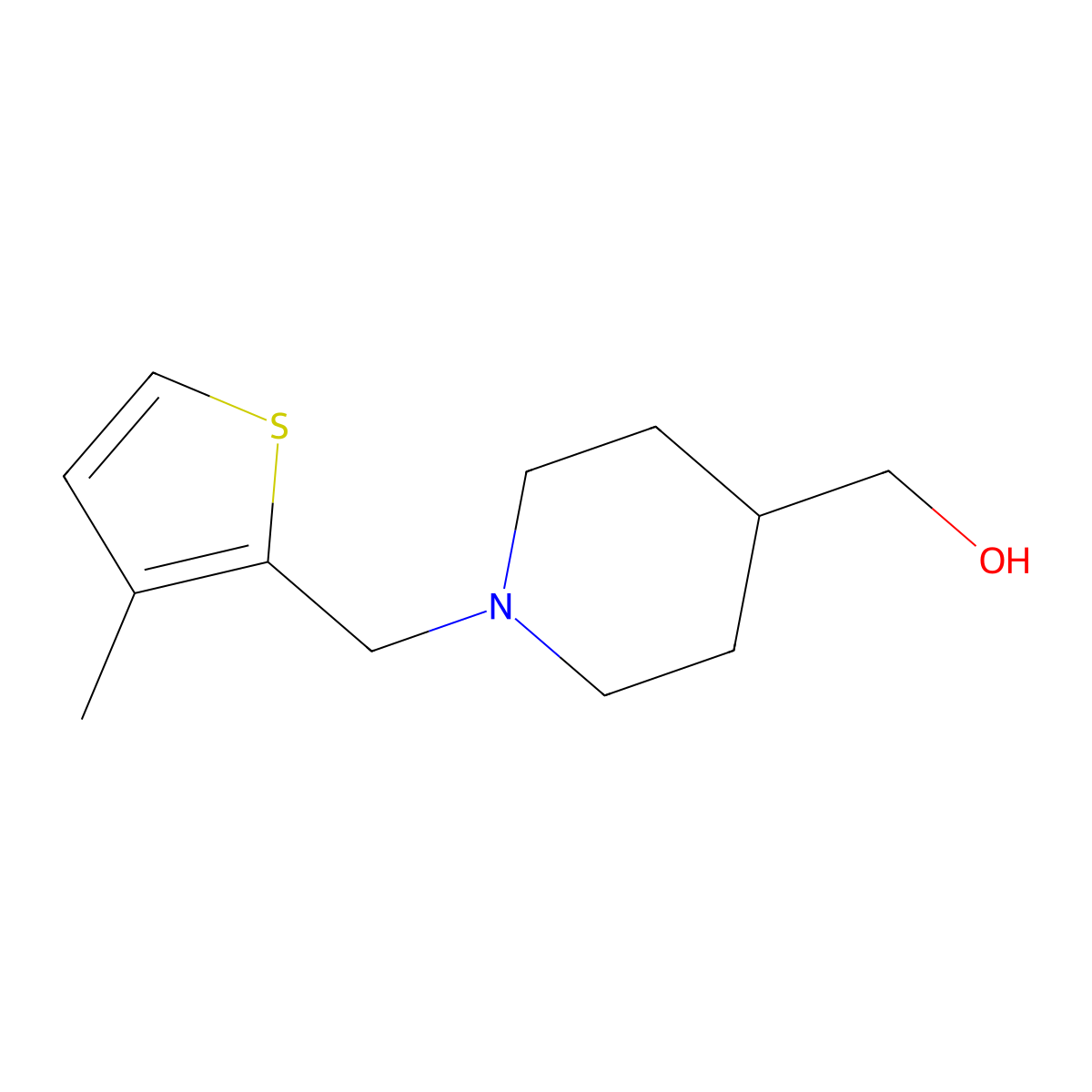 (1-((3-Methylthiophen-2-yl)methyl)piperidin-4-yl)methanol molecular structure, CAS 1554160-12-1