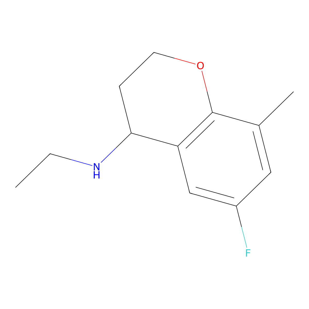 N-ethyl-6-fluoro-8-methyl-3,4-dihydro-2H-1-benzopyran-4-amine molecular structure, CAS 1554168-99-8