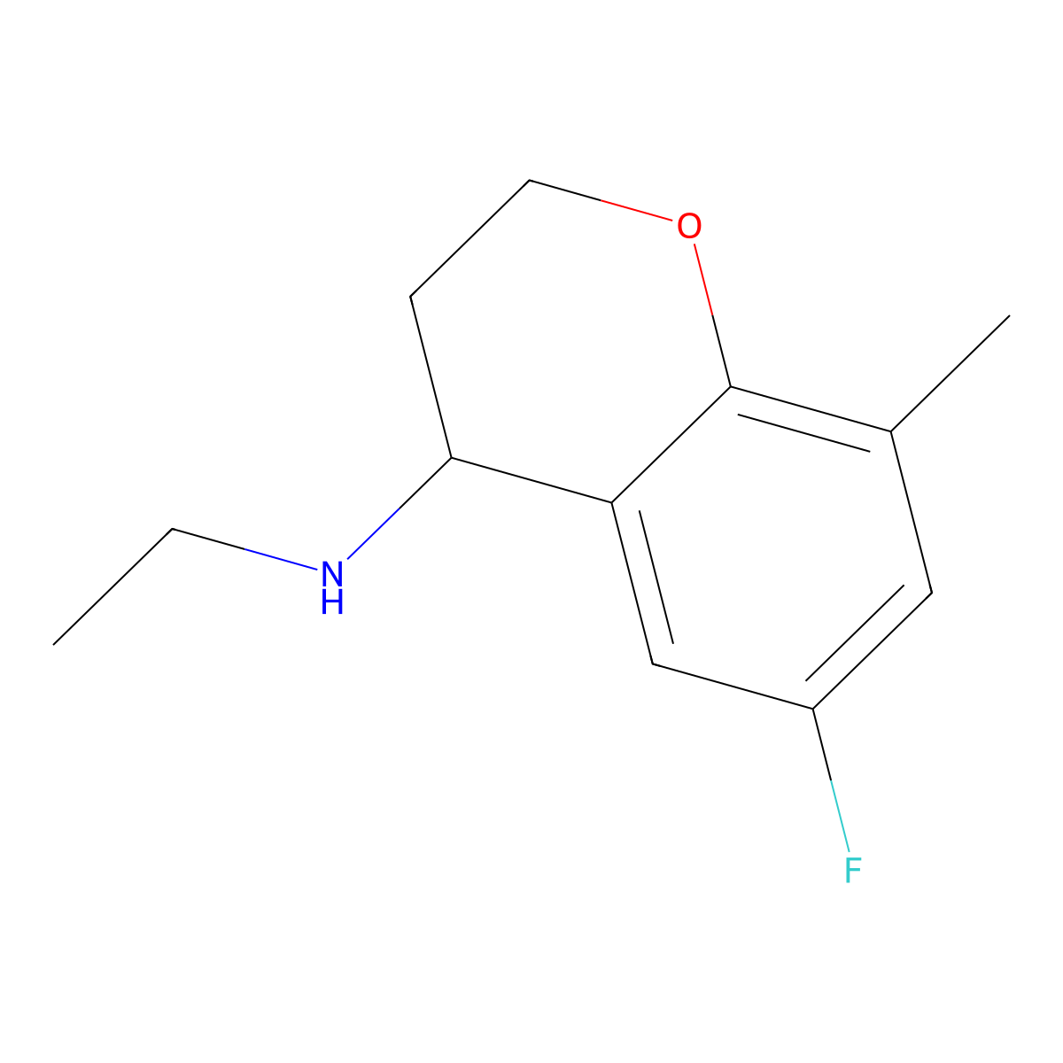 N-ethyl-6-fluoro-8-methyl-3,4-dihydro-2H-1-benzopyran-4-amine molecular structure, CAS 1554168-99-8