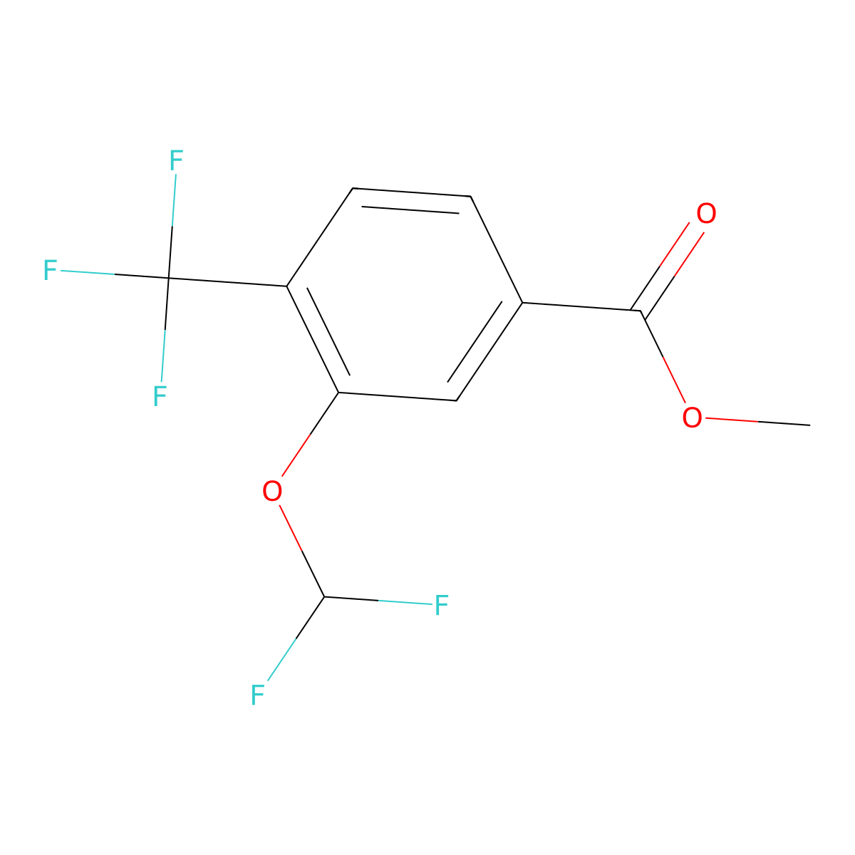 Methyl 3-(difluoromethoxy)-4-(trifluoromethyl)benzoate molecular structure, CAS 1554172-54-1