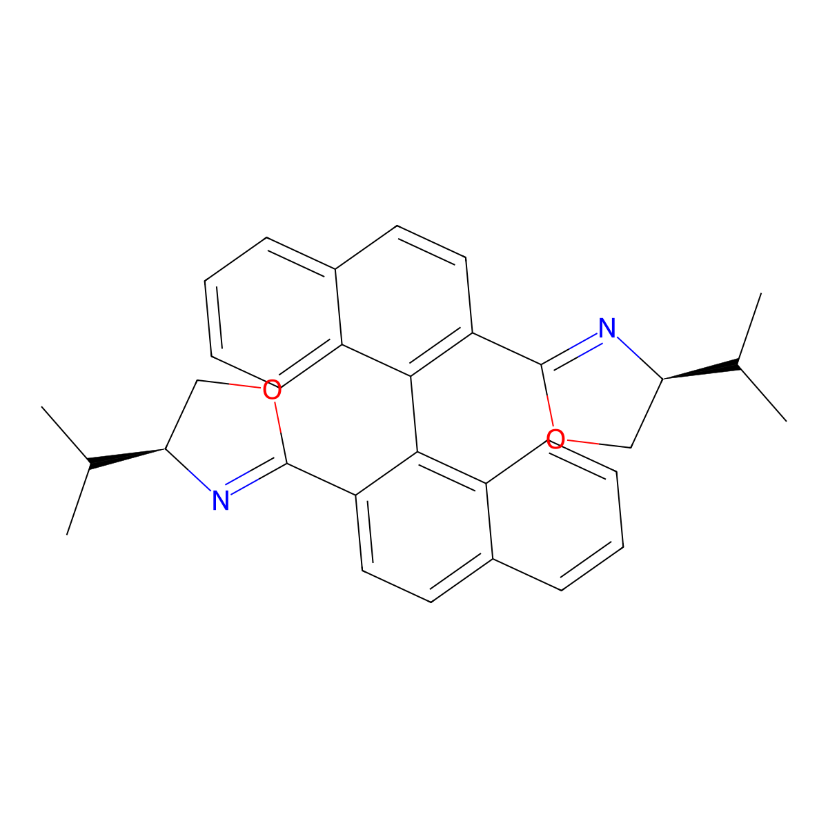 (R)-2,2'-Bis((S)-4-isopropyl-4,5-dihydrooxazol-2-yl)-1,1'-binaphthalene molecular structure, CAS 155418-82-9