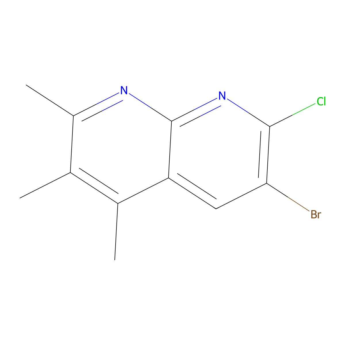 6-Bromo-7-chloro-2,3,4-trimethyl-1,8-naphthyridine molecular structure, CAS 1554186-97-8