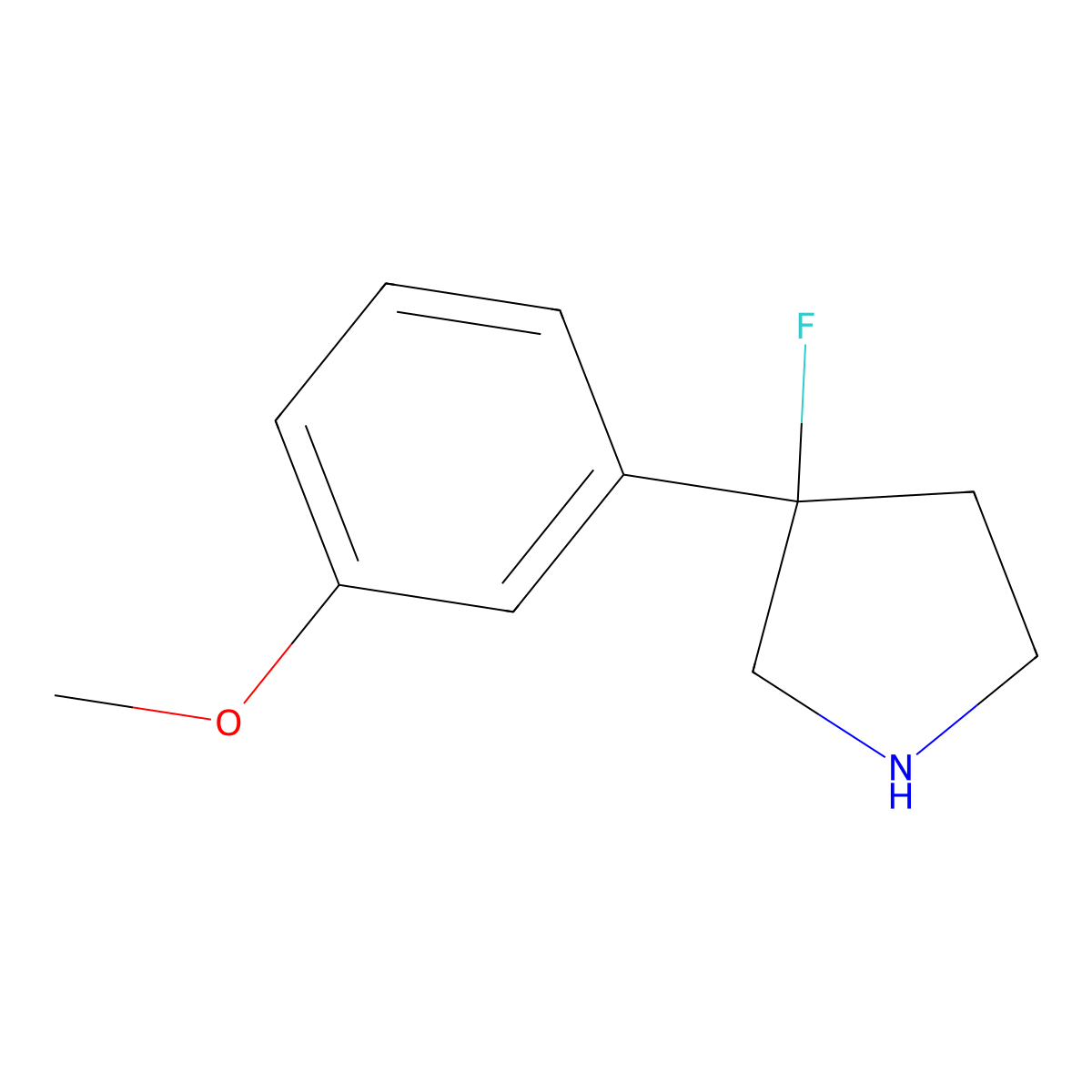 3-Fluoro-3-(3-methoxyphenyl)pyrrolidine molecular structure, CAS 1554203-05-2