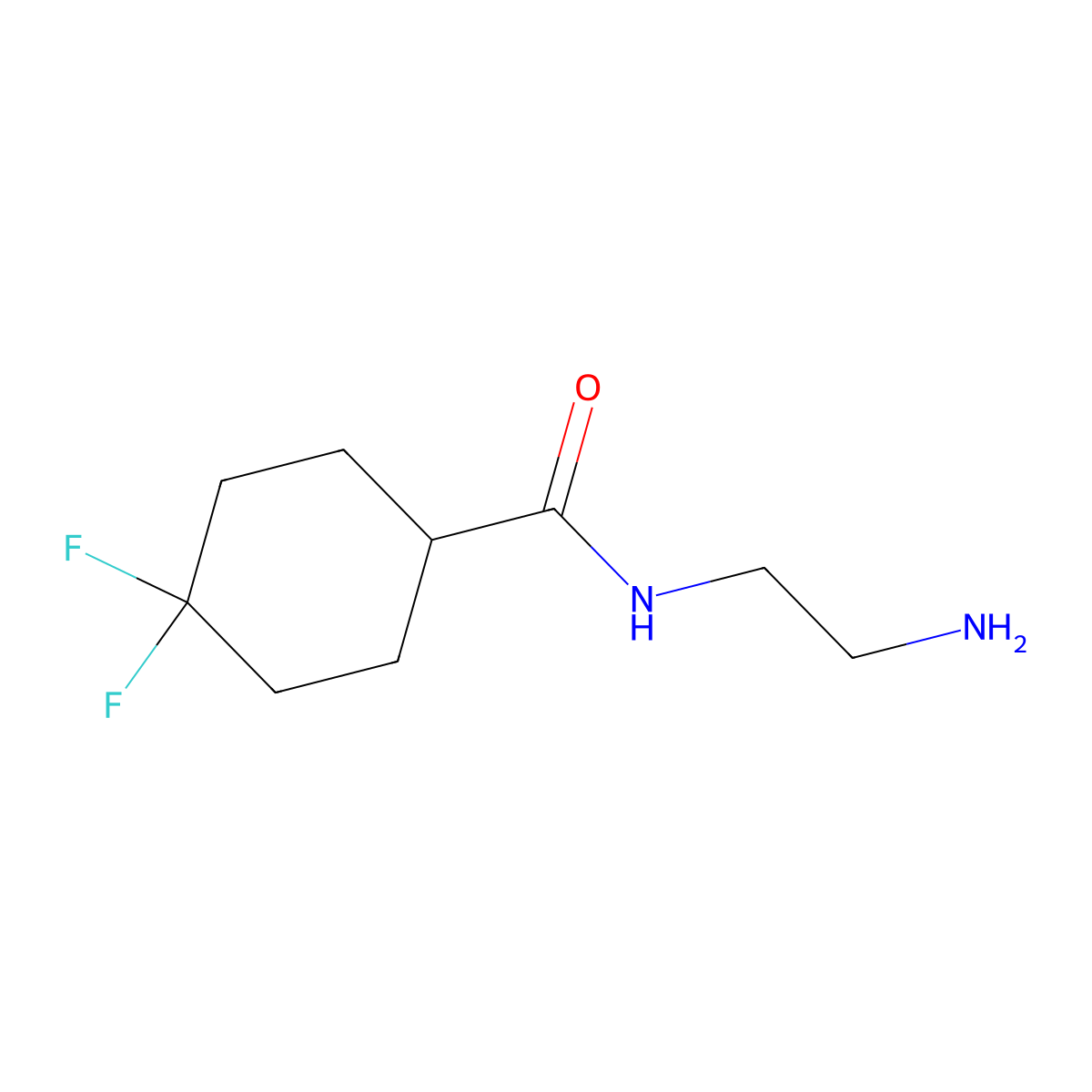 N-(2-aminoethyl)-4,4-difluorocyclohexane-1-carboxamide molecular structure, CAS 1554214-38-8