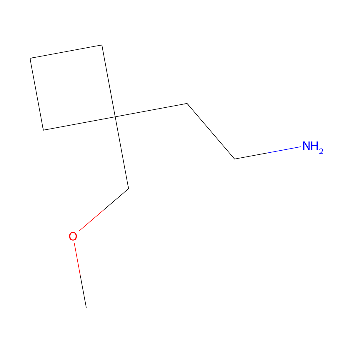 2-[1-(Methoxymethyl)cyclobutyl]ethan-1-amine molecular structure, CAS 1554223-60-7