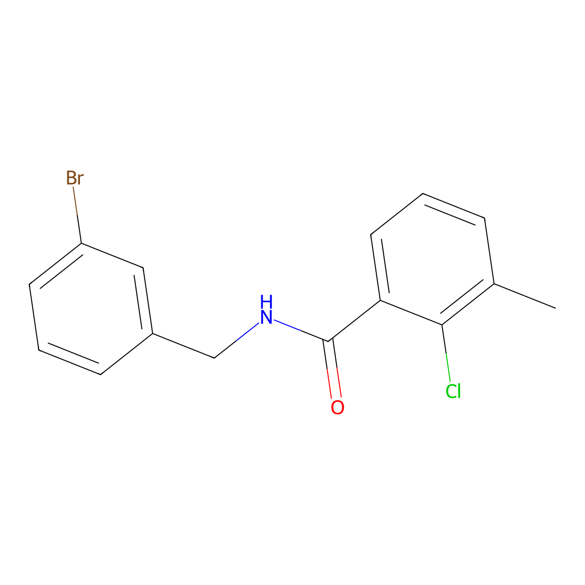 N-[(3-Bromophenyl)methyl]-2-chloro-3-methylbenzamide molecular structure, CAS 1554226-06-0