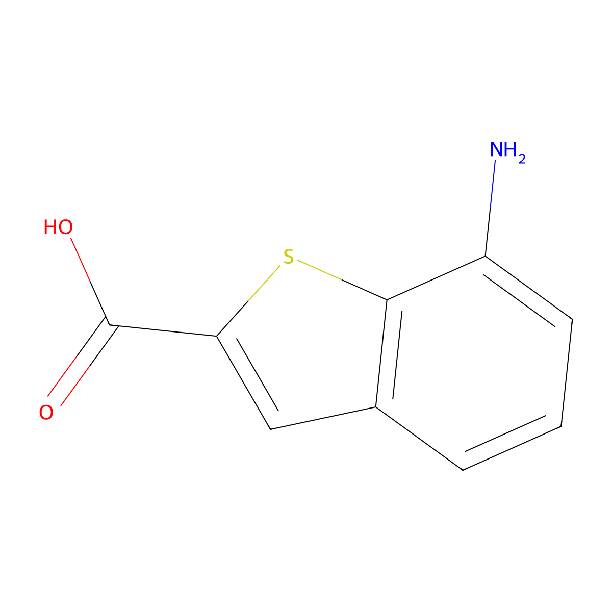 7-Amino-1-benzothiophene-2-carboxylic acid molecular structure, CAS 1554234-21-7