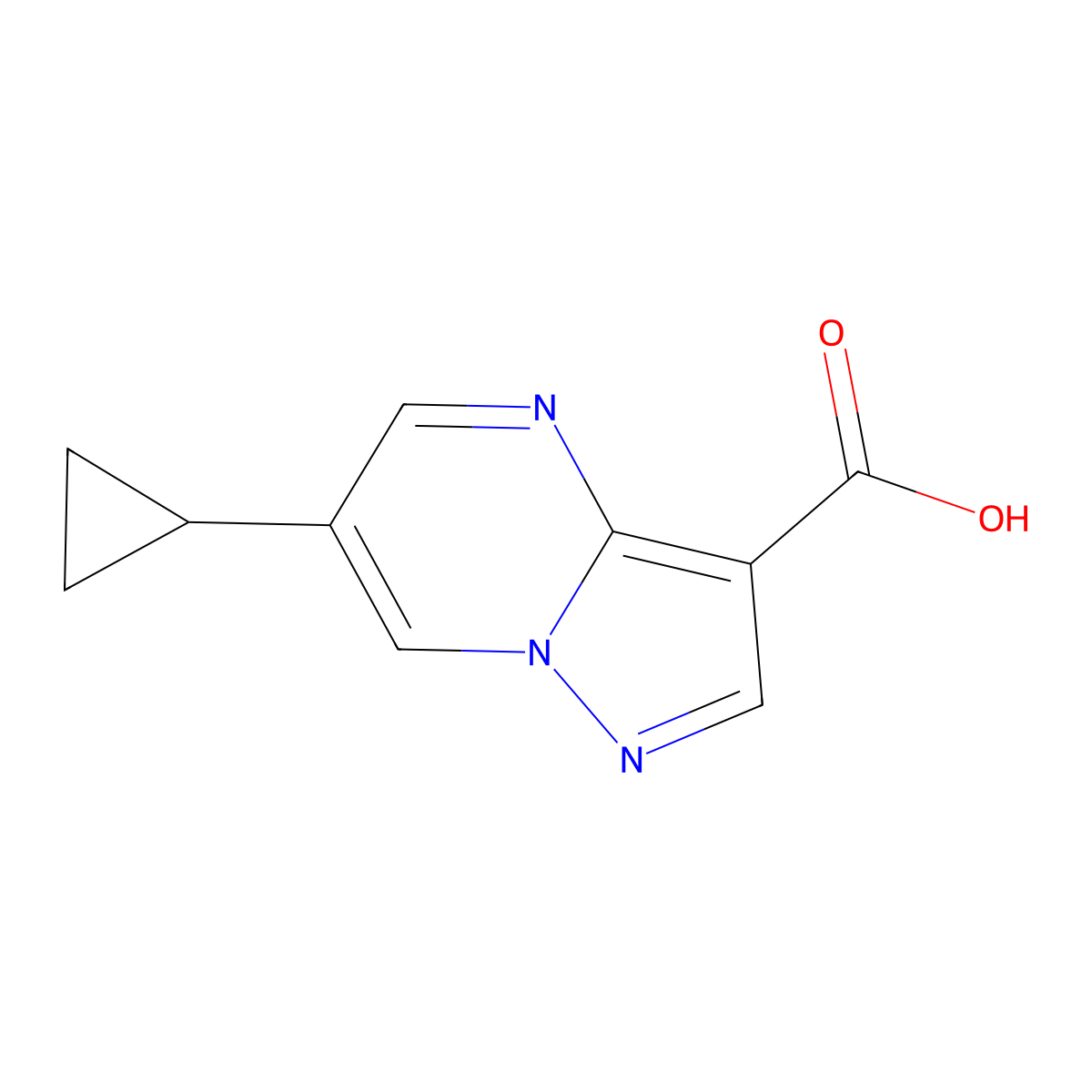 6-Cyclopropylpyrazolo[1,5-a]pyrimidine-3-carboxylic acid molecular structure, CAS 1554235-52-7