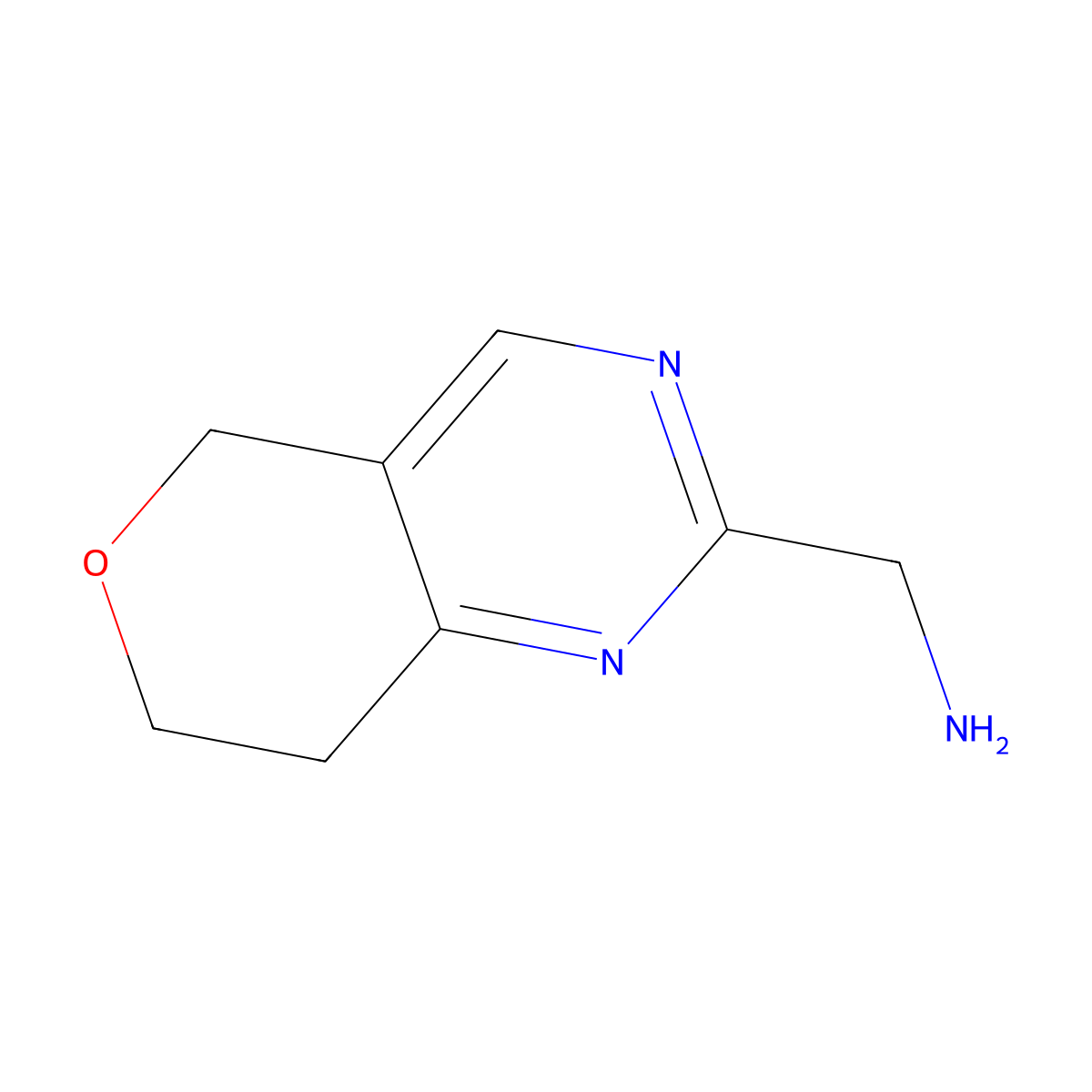 {5H,7H,8H-pyrano[4,3-d]pyrimidin-2-yl}methanamine molecular structure, CAS 1554237-14-7