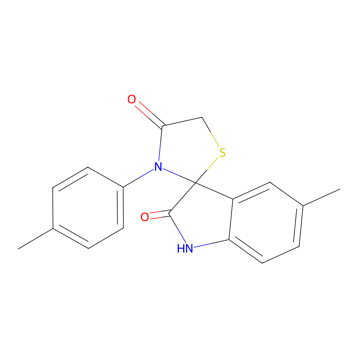 5'-methyl-3-(4-methylphenyl)spiro[1,3-thiazolidine-2,3'-1H-indole]-2',4-dione molecular structure, CAS 155425-88-0