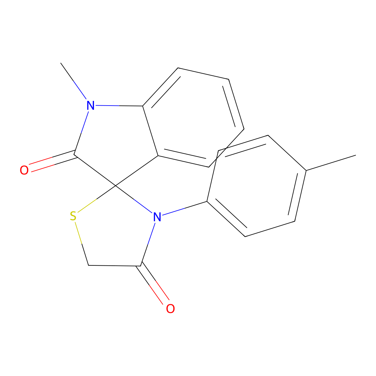 1-Methyl-3'-(4-methylphenyl)-1,2-dihydrospiro[indole-3,2'-[1,3]thiazolidine]-2,4'-dione molecular structure, CAS 155425-92-6