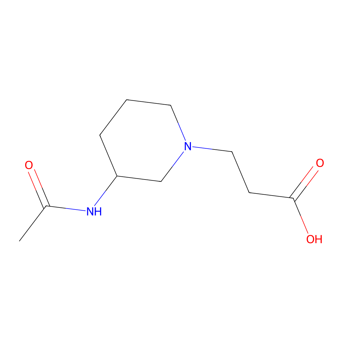 3-(3-Acetamidopiperidin-1-yl)propanoic acid molecular structure, CAS 1554250-78-0