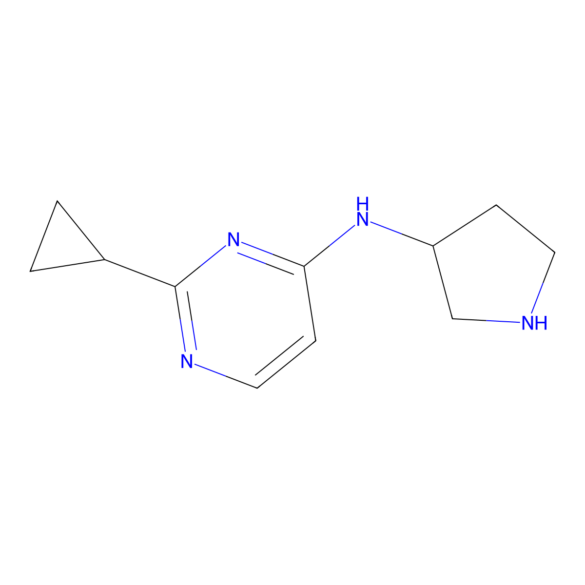 2-cyclopropyl-N-(pyrrolidin-3-yl)pyrimidin-4-amine molecular structure, CAS 1554257-92-9