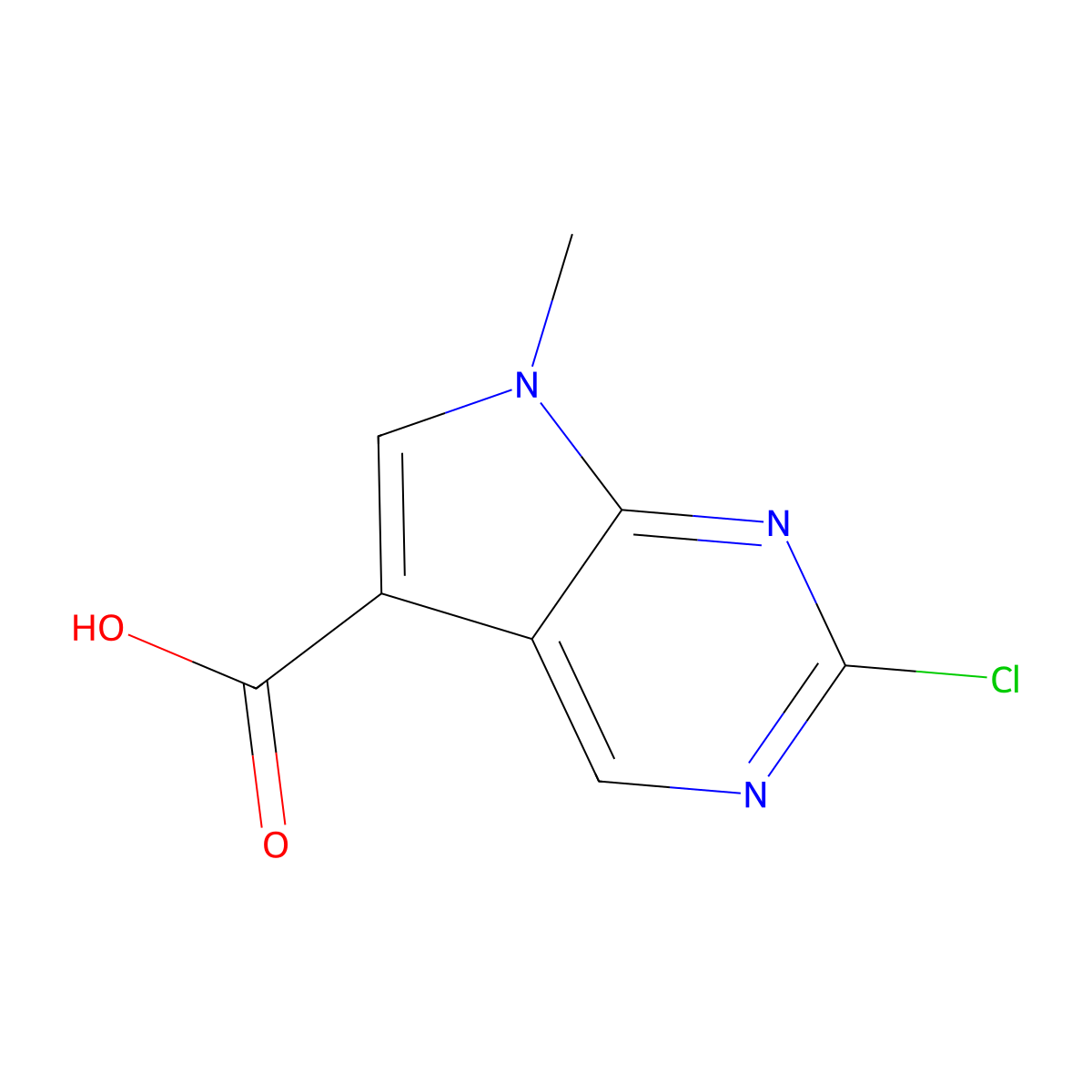 2-Chloro-7-methyl-7h-pyrrolo[2,3-d]pyrimidine-5-carboxylic acid molecular structure, CAS 1554260-03-5