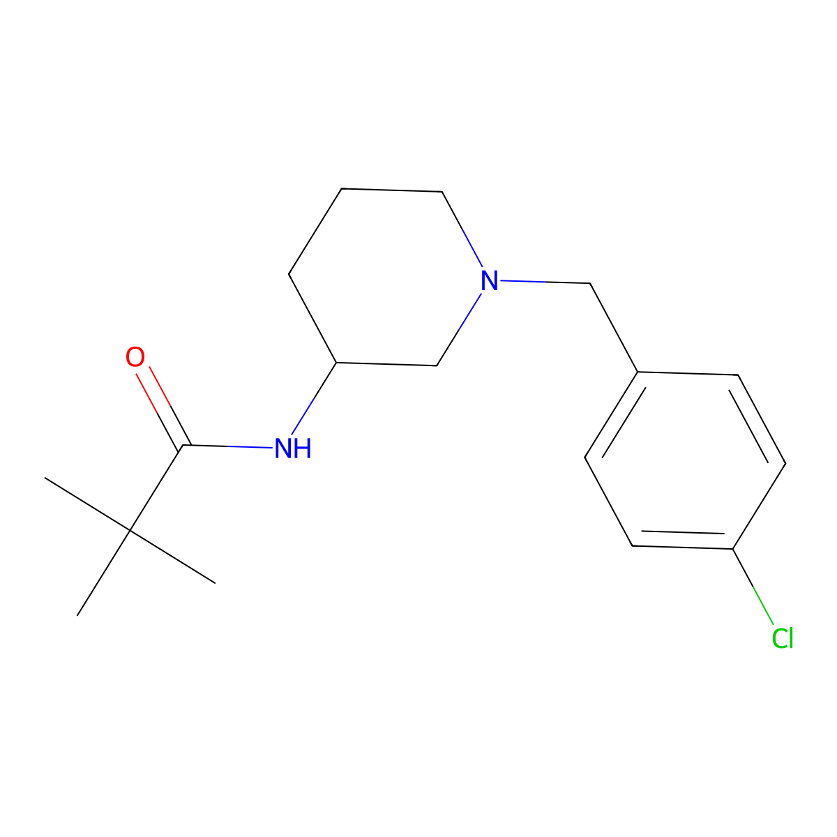 N-{1-[(4-chlorophenyl)methyl]piperidin-3-yl}-2,2-dimethylpropanamide molecular structure, CAS 1554278-72-6