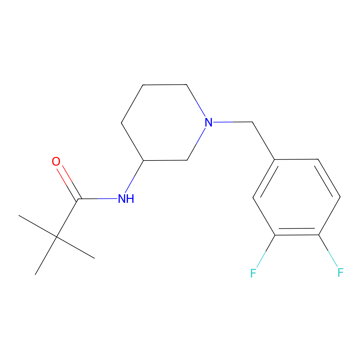 N-{1-[(3,4-difluorophenyl)methyl]piperidin-3-yl}-2,2-dimethylpropanamide molecular structure, CAS 1554278-85-1