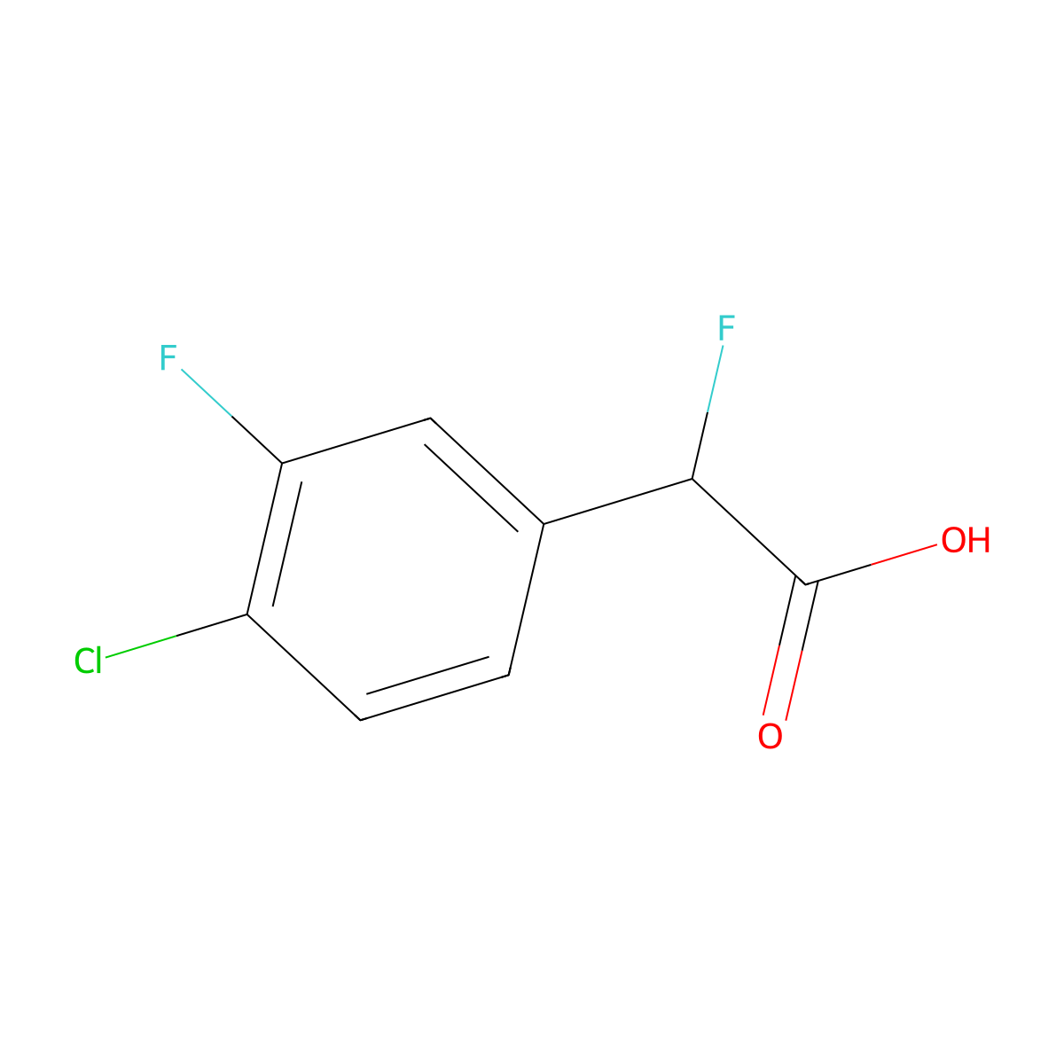 2-(4-Chloro-3-fluorophenyl)-2-fluoroacetic acid molecular structure, CAS 1554279-98-9