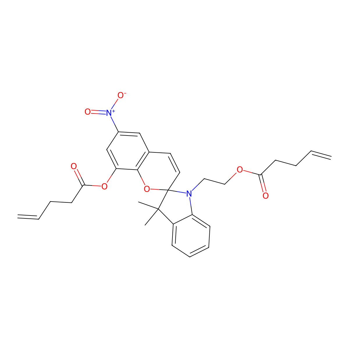 3',3'-Dimethyl-6-nitro-1'-(2-(pent-4-enoyloxy)ethyl)spiro[chromene-2,2'-indolin]-8-yl pent-4-enoate molecular structure, CAS 1554286-40-6