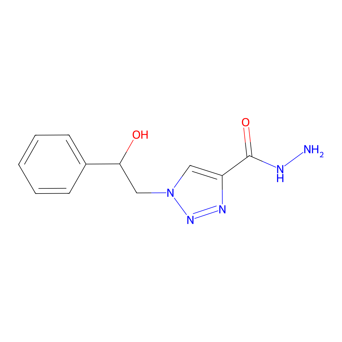 1-(2-hydroxy-2-phenylethyl)-1H-1,2,3-triazole-4-carbohydrazide molecular structure, CAS 1554287-47-6