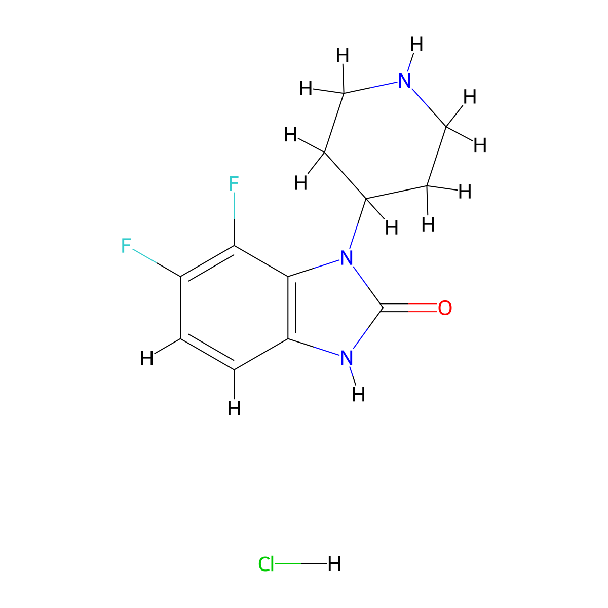 6,7-Difluoro-1-(piperidin-4-YL)-3H-1,3-benzodiazol-2-one hydrochloride molecular structure, CAS 1554289-23-4