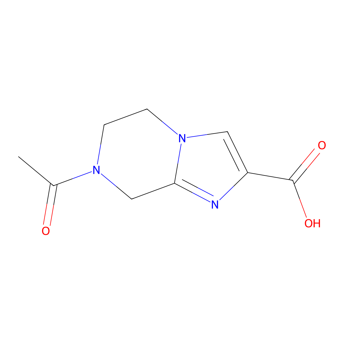 7-acetyl-5H,6H,7H,8H-imidazo[1,2-a]pyrazine-2-carboxylic acid molecular structure, CAS 1554305-21-3