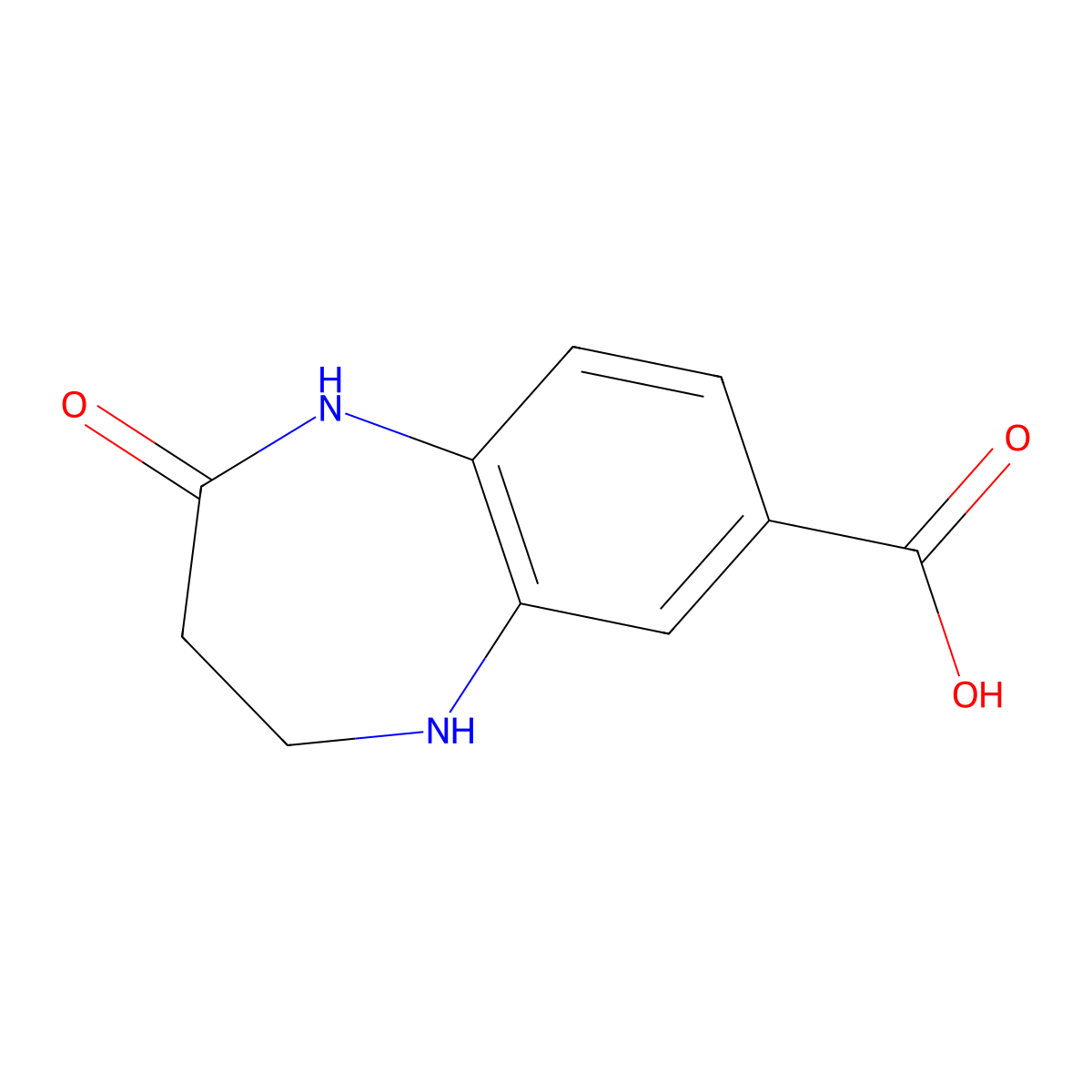 2-oxo-2,3,4,5-tetrahydro-1H-1,5-benzodiazepine-7-carboxylic acid molecular structure, CAS 1554317-11-1