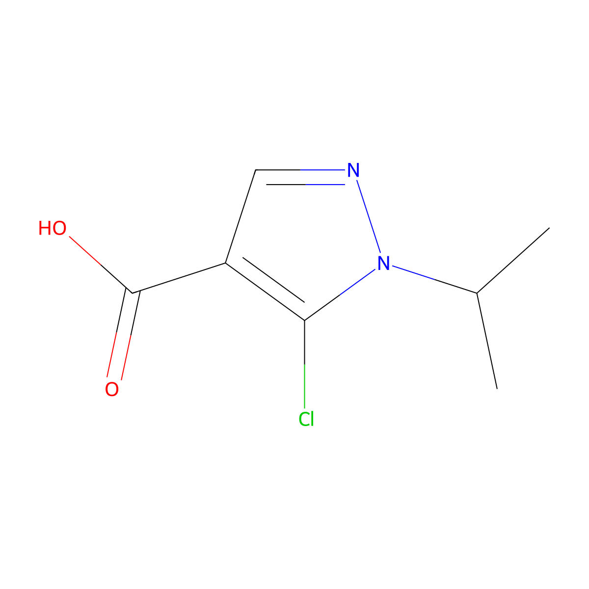 5-chloro-1-(propan-2-yl)-1H-pyrazole-4-carboxylic acid molecular structure, CAS 1554319-23-1