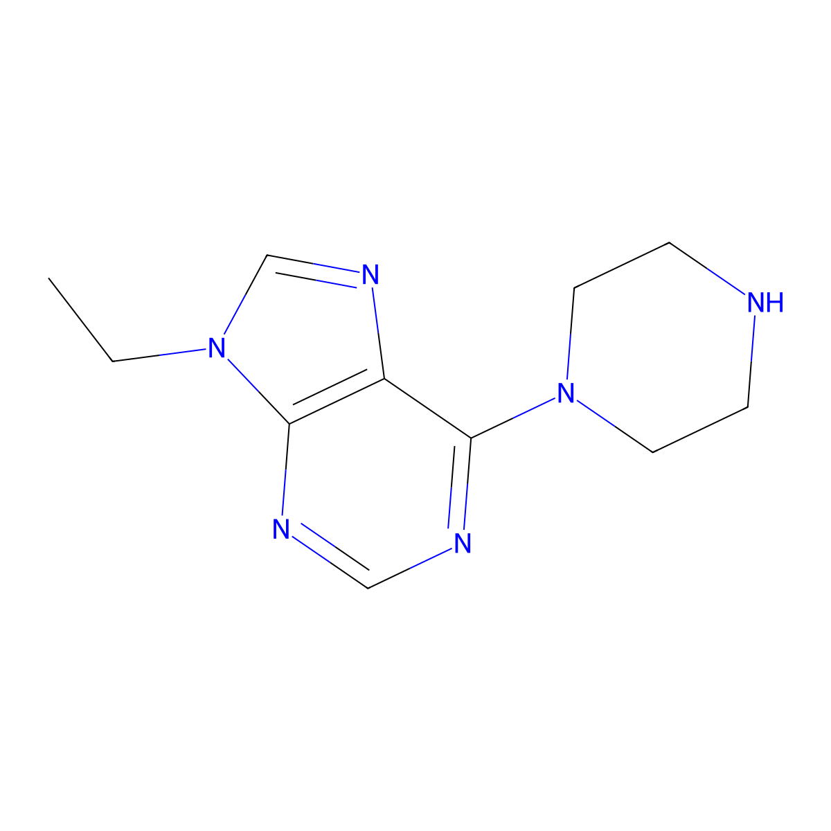 9-ethyl-6-(piperazin-1-yl)-9H-purine molecular structure, CAS 1554330-46-9